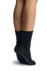 Black With Blue Lurex Comfort Top Ankle High Socks