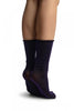 Black With Purple Lurex Comfort Top Ankle High Socks