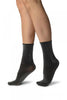 Black With Silver Lurex Comfort Top Ankle High Socks