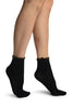 Black With Gold Lurex Petals Top Ankle High Socks