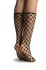 Black Medium Double Mesh With Silver Lurex Comfort Top Ankle High Socks