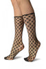 Black Medium Double Mesh With Silver Lurex Comfort Top Ankle High Socks