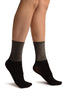 Black With Silver Lurex Wide Stripe Top Ankle High Socks