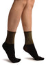 Black With Gold  Lurex Wide Stripe Top Ankle High Socks