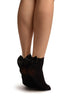 Black Opaque With Black Bow Ankle High Socks