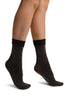 Black Ribbed With Silver Lurex Ankle High Socks