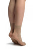 Skin Beige Mesh With Large Flowers Ankle High Socks