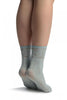 Powder Blue With Large Lace Flowers Ankle High Socks