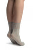 Grey With Large Lace Flowers Ankle High Socks