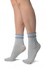 White & Blue Checkered And Silky Comfort Top Ankle High Socks