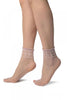 Pink With Little Dots And Diamonds Silky Comfort Top Ankle High Socks
