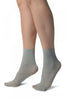 Grey With Lurex And Plain Top Ankle High Socks