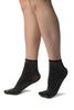 Black With Lurex And Plain Top Ankle High Socks