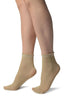 Beige With Silver Lurex Comfort Top Ankle High Socks