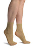 Beige With Lurex Pinstripes Ankle High Socks
