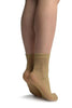 Beige With Lurex Pinstripes Ankle High Socks