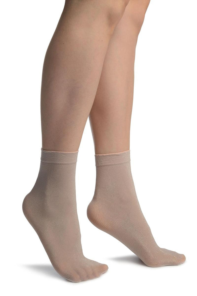 Dust Pink With Lurex Pinstripes Ankle High Socks
