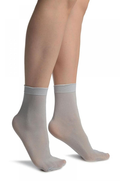 Grey With Lurex Pinstripes Ankle High Socks