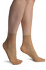 Beige With Gold Accented Knots Mesh Ankle High Socks
