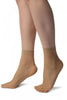 Beige With Gold Accented Knots Mesh Ankle High Socks