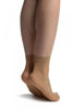 Beige With Gold Accented Knots Mesh Ankle High Socks