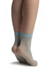 Powder Blue With Silver Accented Knots Mesh Ankle High Socks