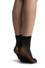 Black With Silver Accented Knots Mesh Ankle High Socks