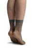 Dark Grey With Lurex Striped Top Ankle High Socks