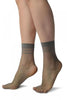 Dark Grey With Lurex Striped Top Ankle High Socks