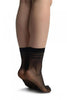 Black With Lurex Striped Top Ankle High Socks
