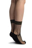 Black Fishnet With Lurex Leopard Top Ankle High Socks