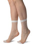 White Large Fishnet With Reinforced Toe Ankle High Socks
