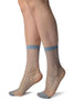 Blue Large Fishnet With Reinforced Toe Ankle High Socks