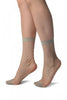 Grey Large Fishnet With Reinforced Toe Ankle High Socks