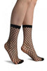 Black Large Fishnet With Reinforced Toe Ankle High Socks