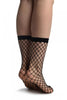Black Large Fishnet With Reinforced Toe Ankle High Socks