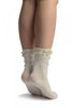 White With Pearls and Silver Beads Ankle High Socks