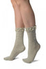 Grey With Pearls and Silver Beads Ankle High Socks