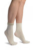 White With Pearls and Silver Beads Stripe Ankle High Socks