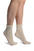 White Crochet With Pearls Ankle High Socks