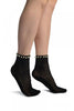 Black Crochet With Pearls Ankle High Socks
