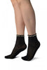 Black Crochet With Pearls Ankle High Socks