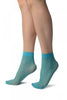 Blue With Fine Lurex Ankle High Socks