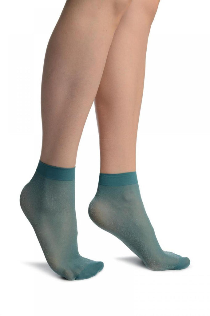 Cerulean Blue With Fine Lurex Ankle High Socks