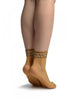 Beige With Crystals Ankle High Socks