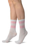 Pink Stripes On White (Referee) Ankle High Socks
