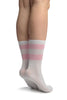 Pink Stripes On White (Referee) Ankle High Socks