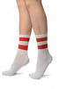 Red Stripes On White (Referee) Ankle High Socks