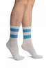 Blue Stripes On White (Referee) Ankle High Socks