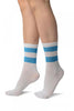 Blue Stripes On White (Referee) Ankle High Socks